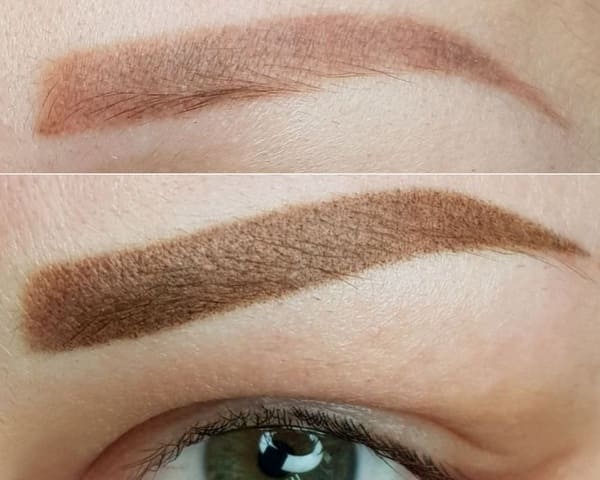 Красные брови после татуажа перекрыли новым пигментом сразу после процедуры